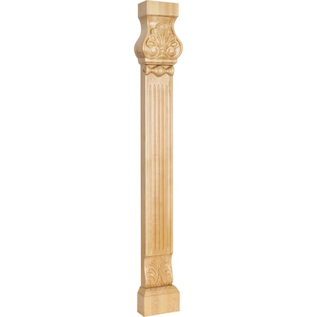 Hardware Resources 35-1/2"H Rubberwood Acanthus & Shell Pilaster LEGC-2RW
